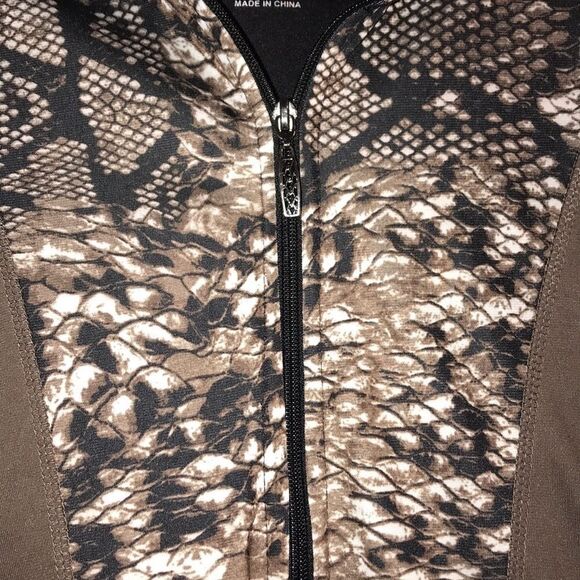 Ac-tiv-ology Women's Black Brown Snake Print Full Zip Athletic Jacket Size PL - Picture 3 of 6